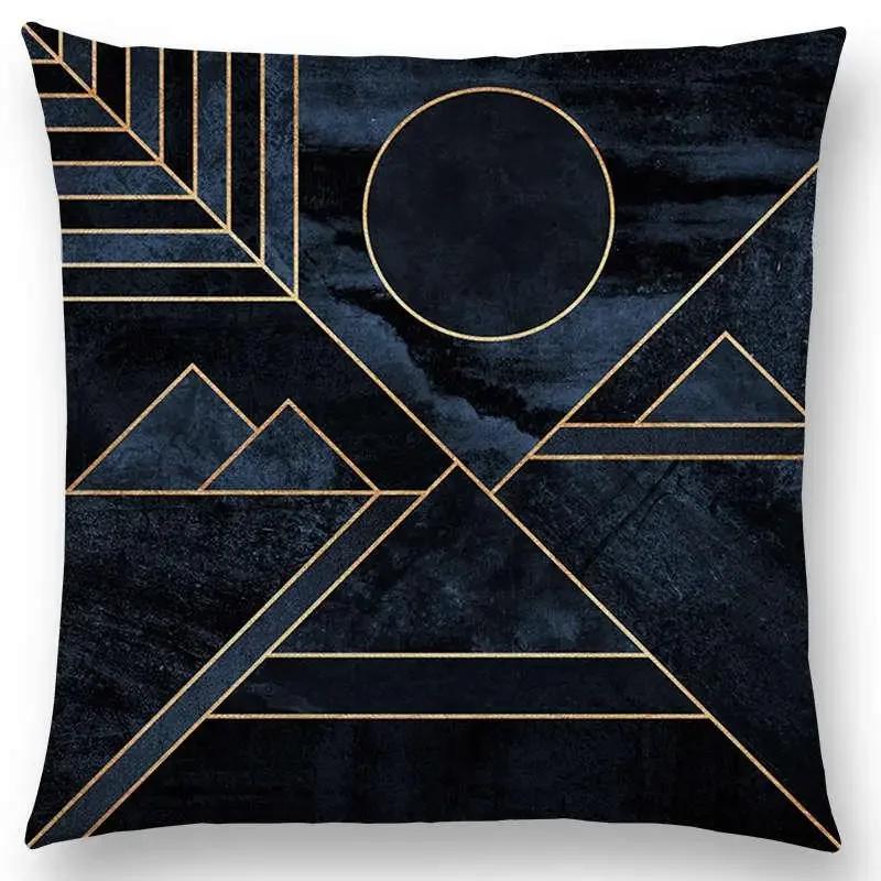 New Colorful Blocks Layers Stripes Geometric Combination Gold Lines Gorgeous Prints Cushion Cover Throw Pillow Case