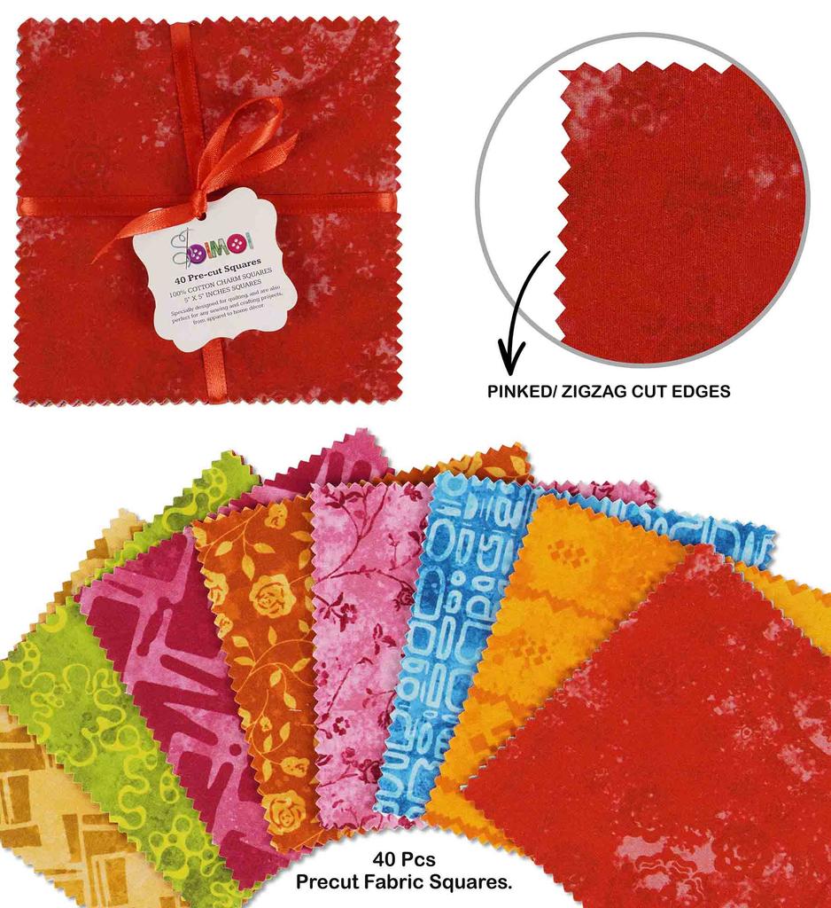 Soimoi Batikovaný potisk, předřezaný, 5palcový, bavlněný materiál, prošívané čtverce, sada přívěsků, DIY, patchwork, šití