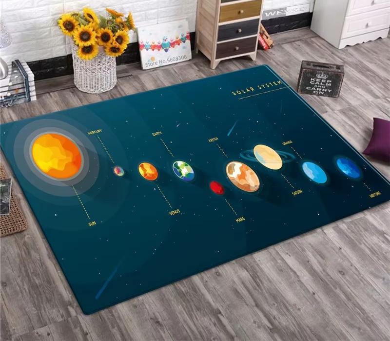Planet Solar System Pattern Carpet Living Room Decoration Hallway Cloakroom Coffee Table Soft Rugs Bedroom Home Hotel Floor Mat