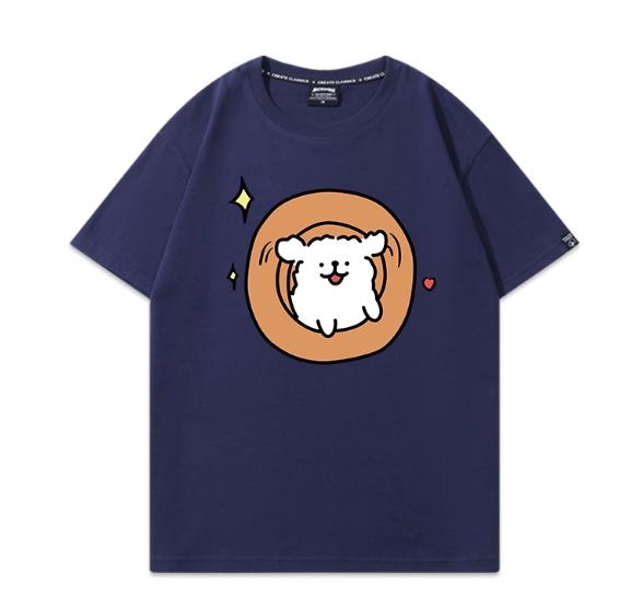 MINISO Cute Cartoon Maltese Line Dog Printed Tshirt Shortsleeve Women Men Couple Casual Loose Versatile Hotselling Tees