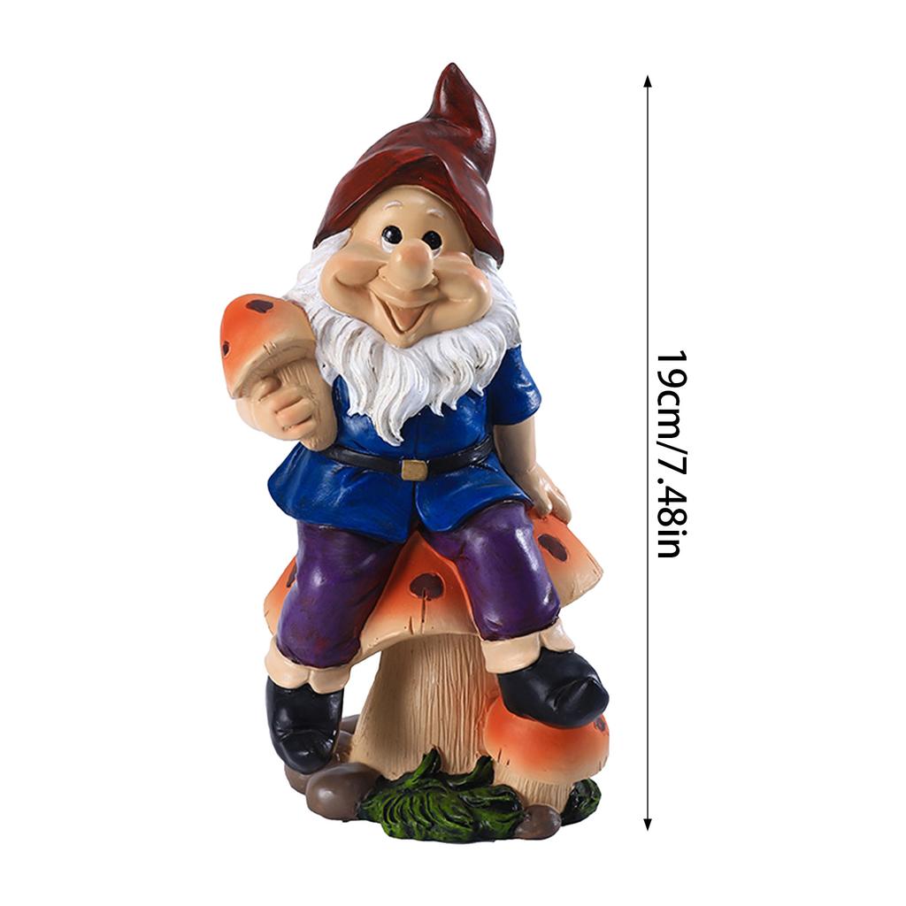 Garden Gnome Mushroom Statue Resin Ornament Outdoor Decor Birthday Gift Home Decoration