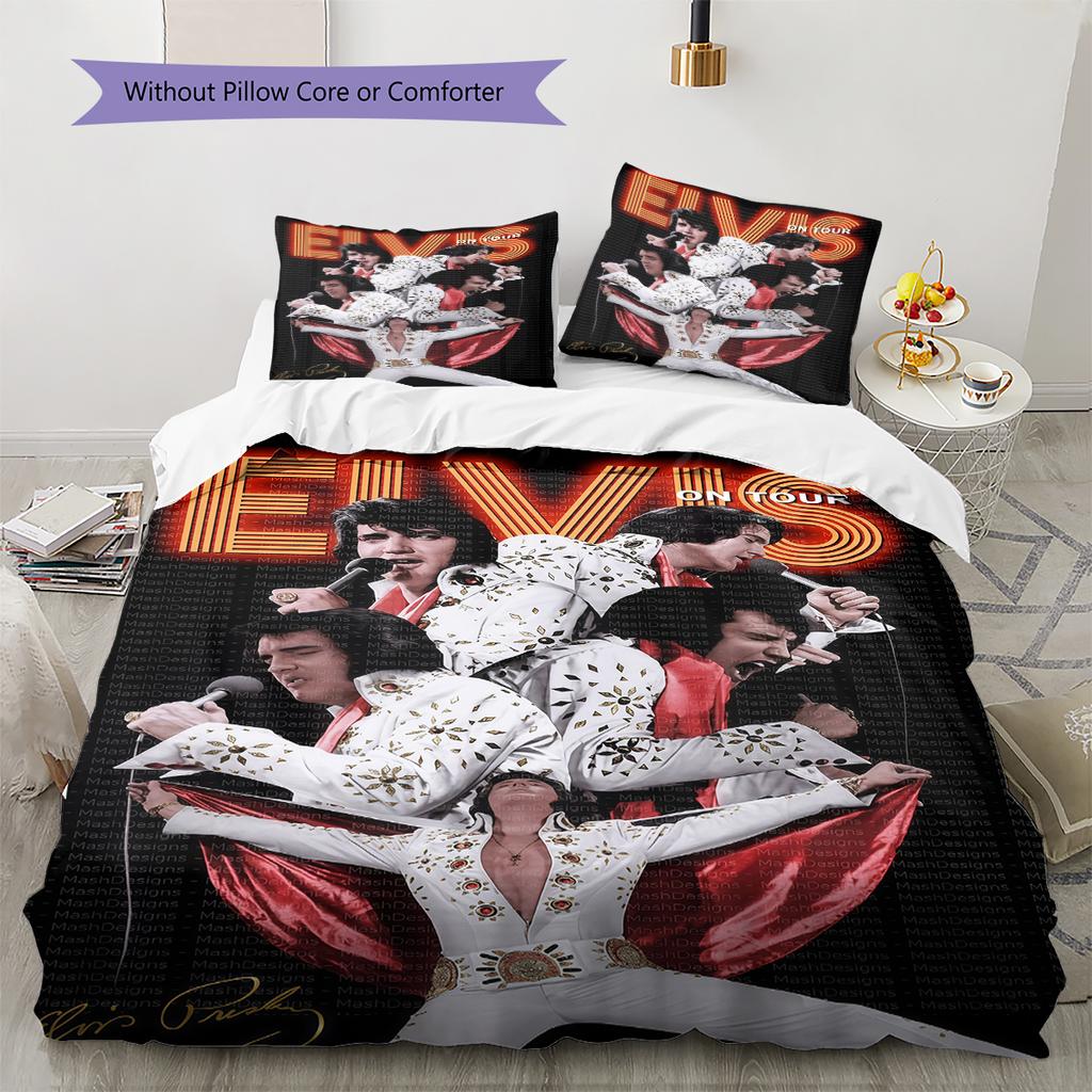 Elvis Presley Pattern Bedding,Quilt Set Quilt Cover Pillowcase Home Birthday Gift (1 * duvet cover + 2 * pillowcase, without core)