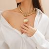 Punk Style Detachable Metal Semicircle Pendant Necklace Exaggerated Beaded Necklace