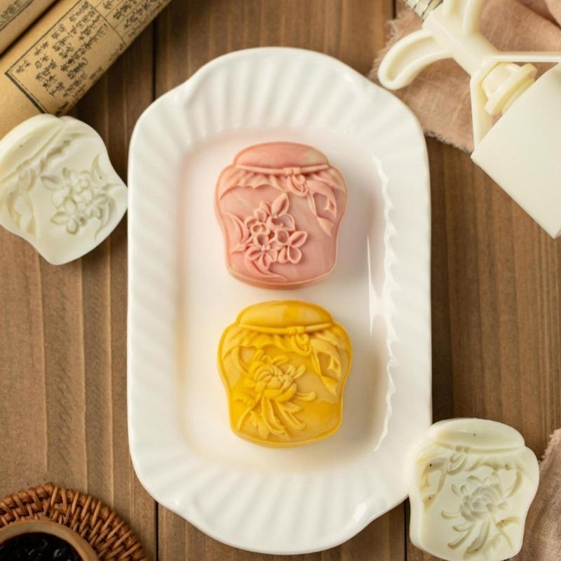 Chinese Pastries Cookie Stamp Hand Pressed Mooncakes Mold Bean Pastes Cake Molds Dessert Moulds for Cooking Lover