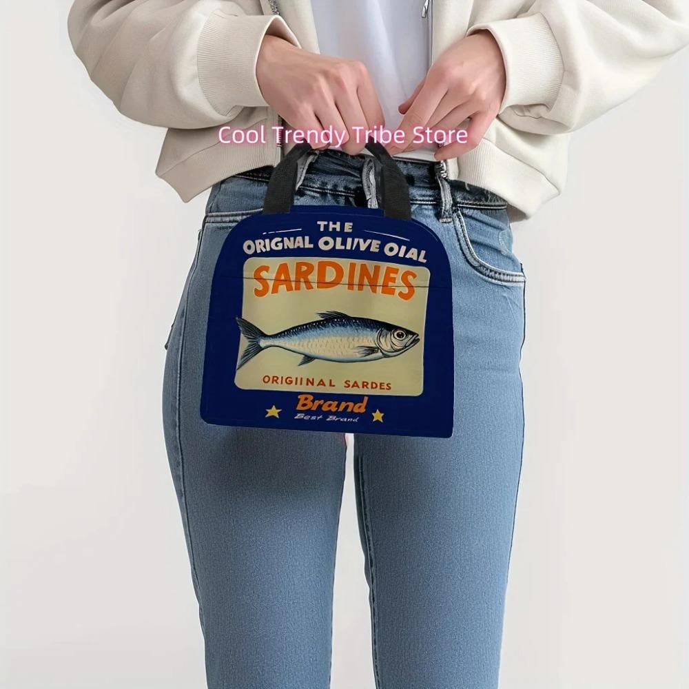 Insulated Lunch Bag Compatible for work, Travel & Picnics - Anime Salted Fish Print Tote with Ice Pack Compartment (Non-Food Con