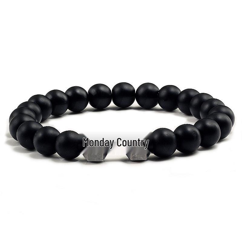 Modisches Mattes Vulkanstein Silber Hantelarmband für Herren