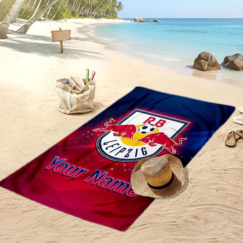 RB Leipzig FC Personalisiertes Bedrucktes Strandtuch Fußballlogo Unterstützung Benutzerdefinierter Name Text Absorbierendes Handtuch Für Sport Reisen Besonderes Geschenk