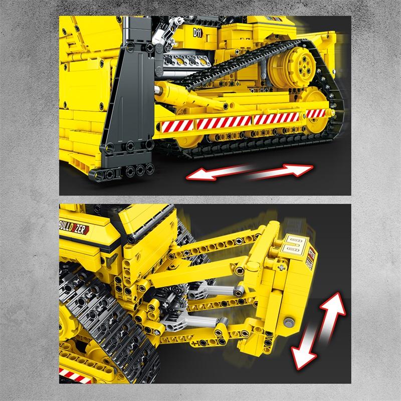 Non-Toxic 1836Pcs D11 Bulldozer Remote Control Engineering Vehicle Building Blocks Rc Car Model Bricks Diy Toys For Kids Birthday Gifts