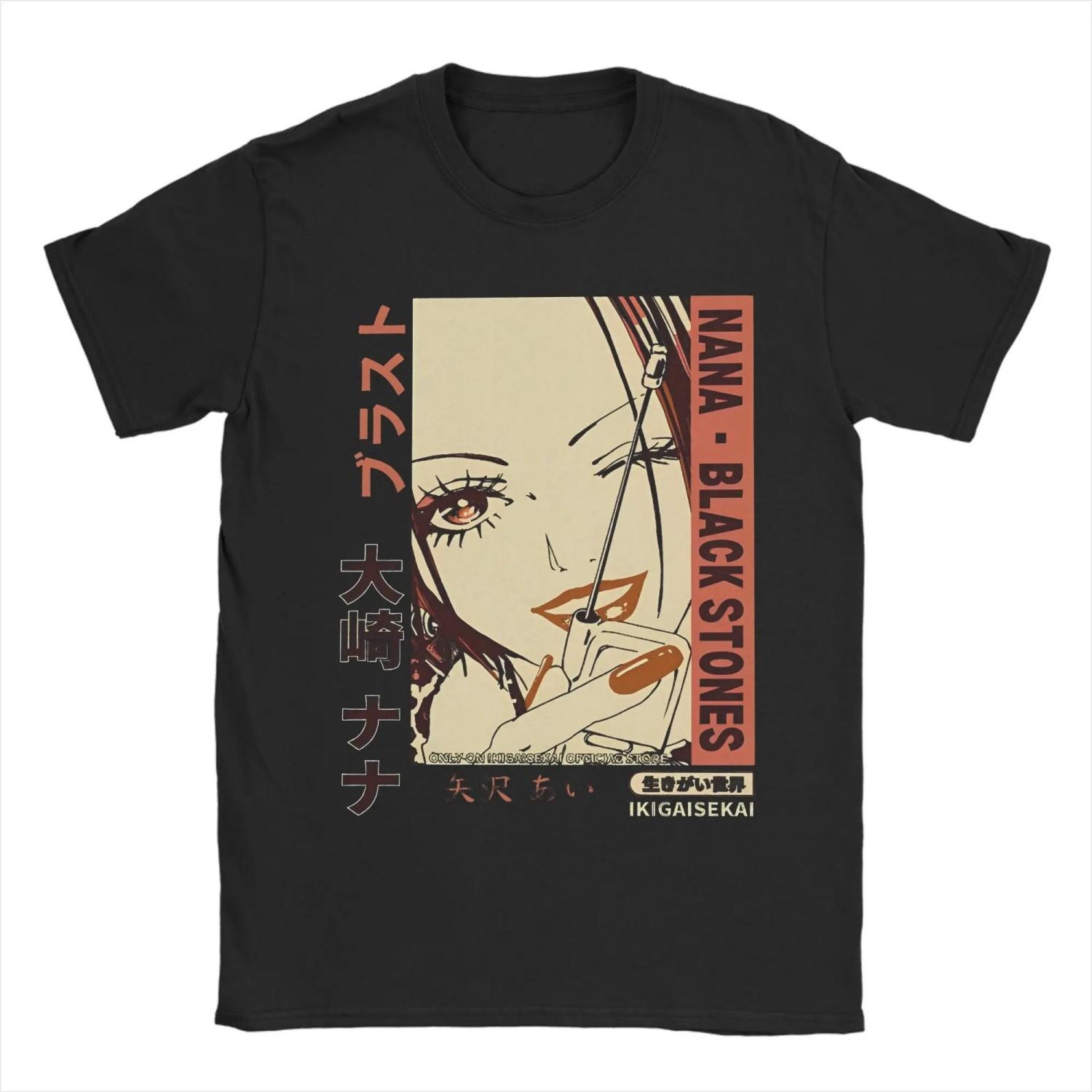 

Печатная футболка The Rock Star NANA Osaki Аниме Круглый вырез Короткий рукав Топы Рубашки Хлопок Летний Топ Футболка S чёрный