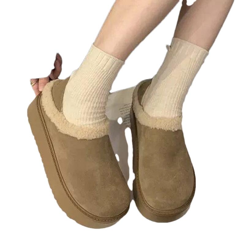 Fur Platform Women Snow Boots Suede Short Plush Designer Casual Flats Cotton Shoes 2025 Trend Warm Cozy Winter Botas De Mujer