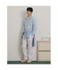 Binpolmen Textured Quarter-Zip Long Sleeve T-Shirt Sky Blue