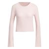 Women's Pink Ribbed Cropped Long Sleeve Top JJ3596