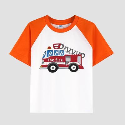 Boys' Short Sleeve T-Shirt with Drop Shoulder, Cotton Fabric, Children's Casual Fashion Top for Summer