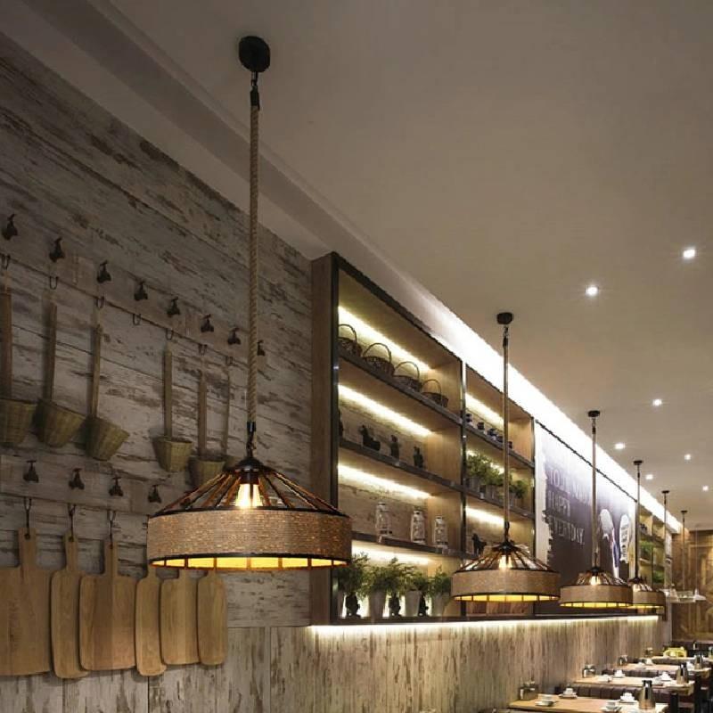 Vintage American Country Rope Pendant Light For Rustic Dining Room And Cafe Decor