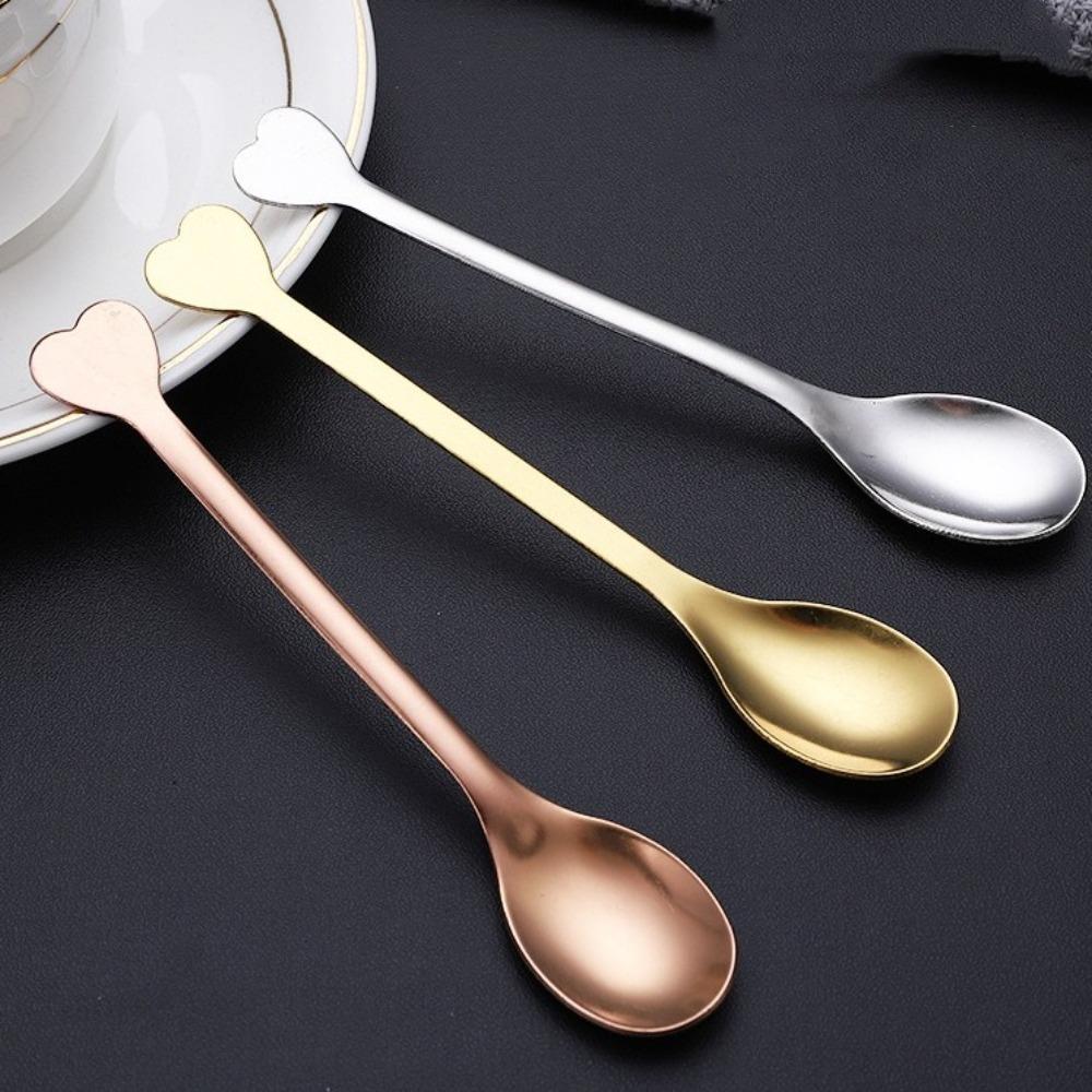 6PCS Love Handle Mini Tea Spoon Household Coffee Spoon New Dessert Spoon  Bar Accessories