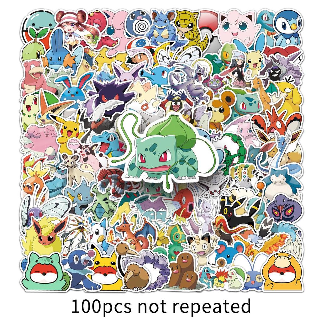 50/100pcs Cute And Charming Anime Pokemon Psyduck Stickers Adorable Cartoon Graffiti Decal DIY Phone Water Bottle Laptop Sticker designed for