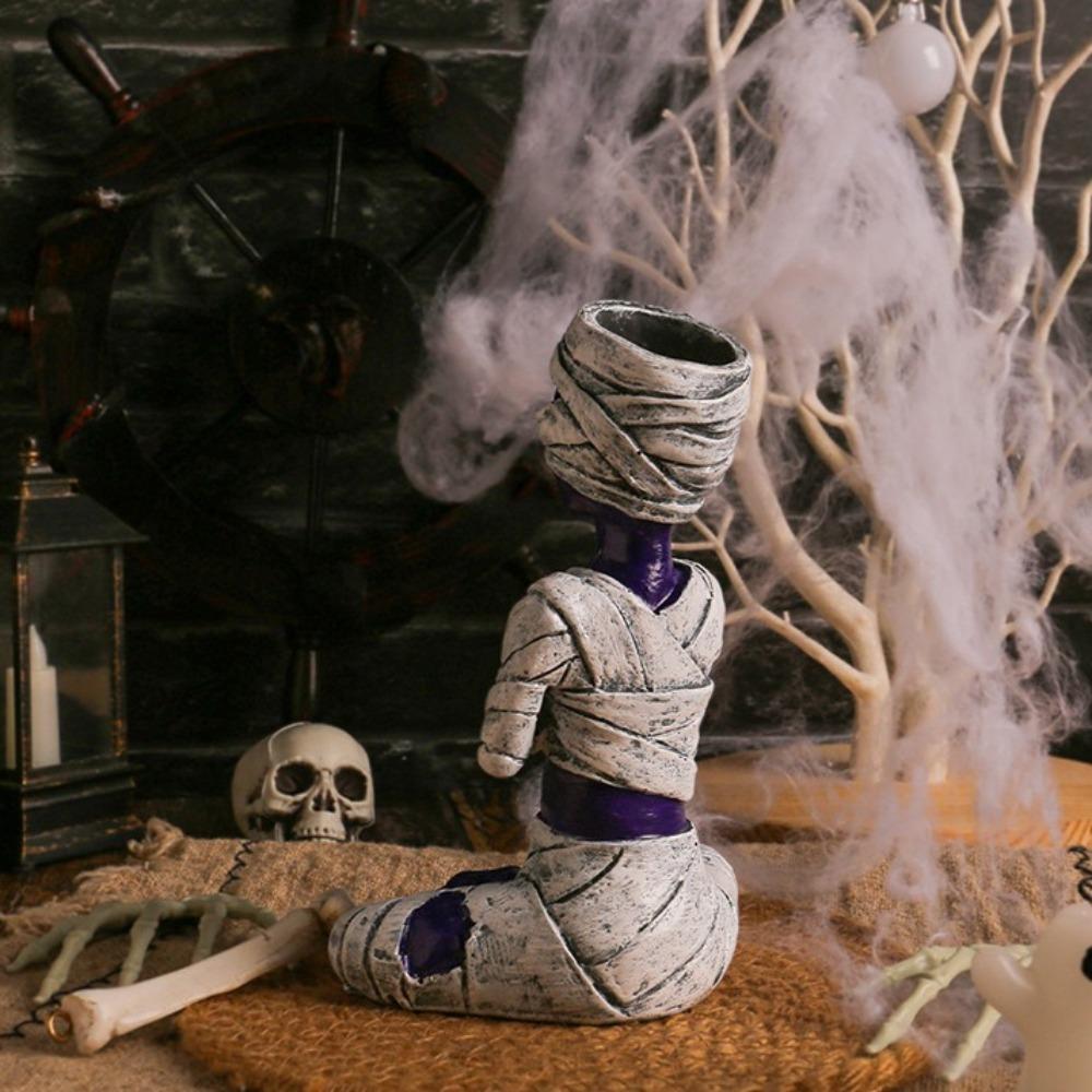 Resin Halloween Yoga Skull Sculpture Scary Yoga Skeleton Figurine Haunted House