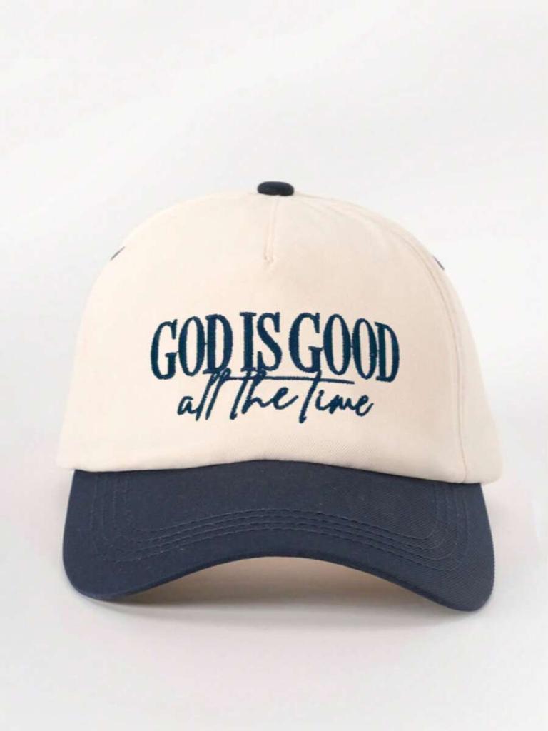 Embroidered God Is Good Colorblock Baseball Cap Adjustable Sun Protection Casual Hat Spring Autumn Travel Festival