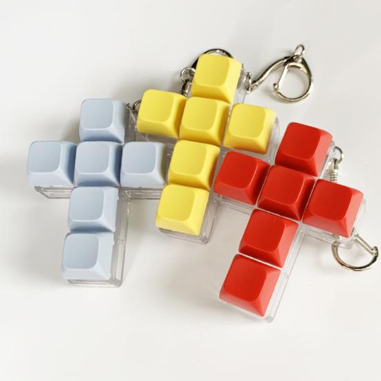 Keyboard Fidget Toy Stress Anxiety Relief 6 Keys Keyboard Clicker Keychain Portable Travel Decompression Button Sensory Toy