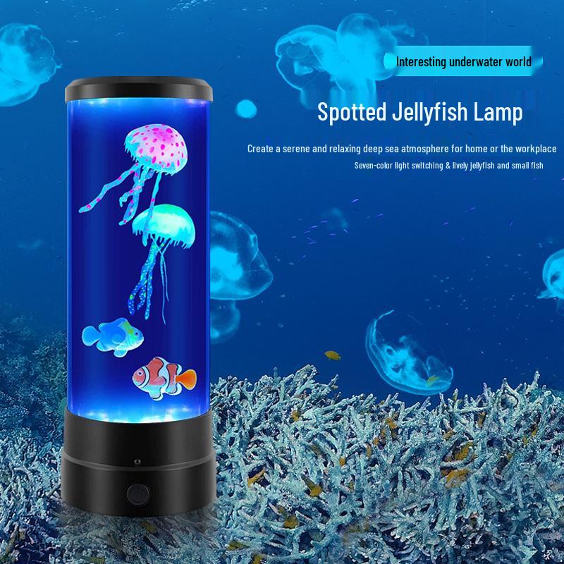 Creative LED Jellyfish Light - Cylindrical USB Plug-in with Color-Changing Atmosphere for Nighttime Illumination
