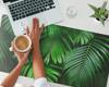 Protective Mat for Countertop for Company Office Palm Leaves Background 100X50 Cm