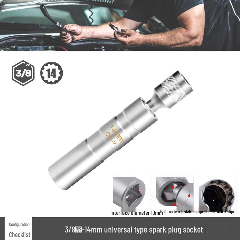 3/8" Medium Fly Spark Plug Socket | 14mm & 16mm Ultra-Thin Magnetic Removal Tool