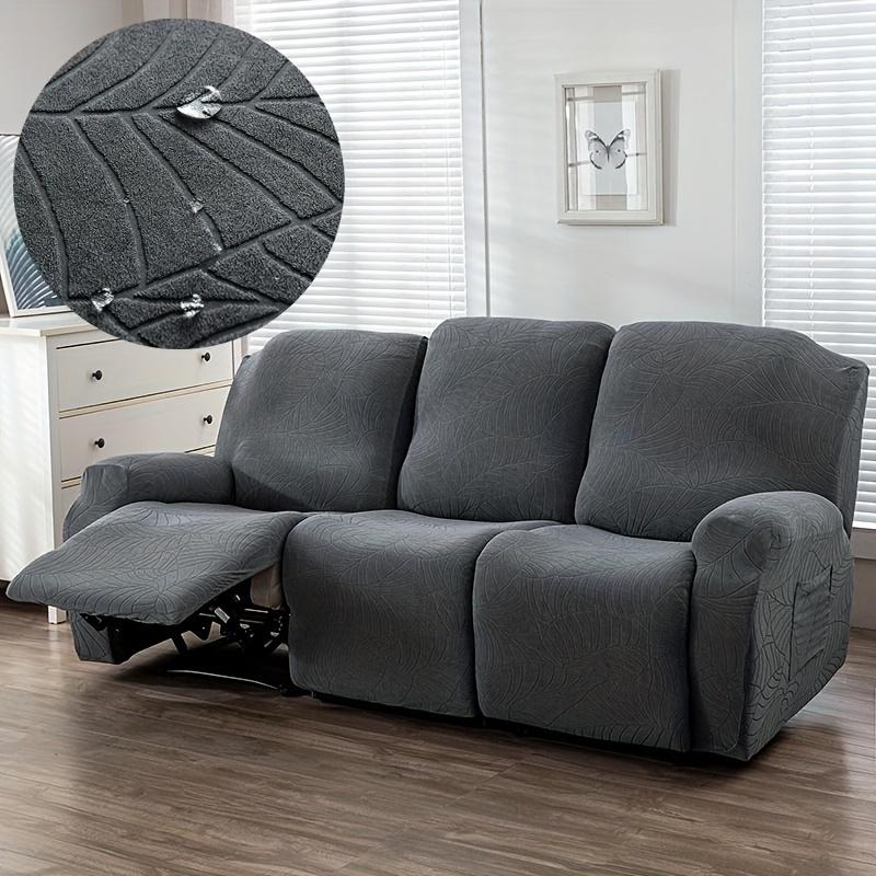 4/6/8Pcs/Set Stretch Jacquard Sofa Cover Splash-Proof Recliner Slipcover With Elastic Bottom And Side Pocket Furniture Protector