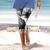 Women Summer Casual Cropped Trousers Skinny Leggings Elastic Waist Cycling Shorts Printed Vacation Pants