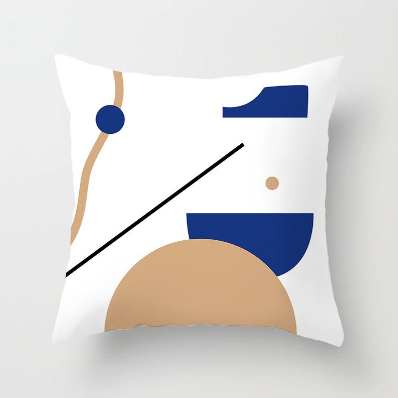New Ins Nordic-style Pillowcase Geometric Abstract Art Figure Blue Pillow Cushion Cover