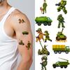 63pcs Temporary Tattoo Army Figures Temporary Tattoo Stickers Military Vehicles Tank Illustrations Cartoon For Children Girls