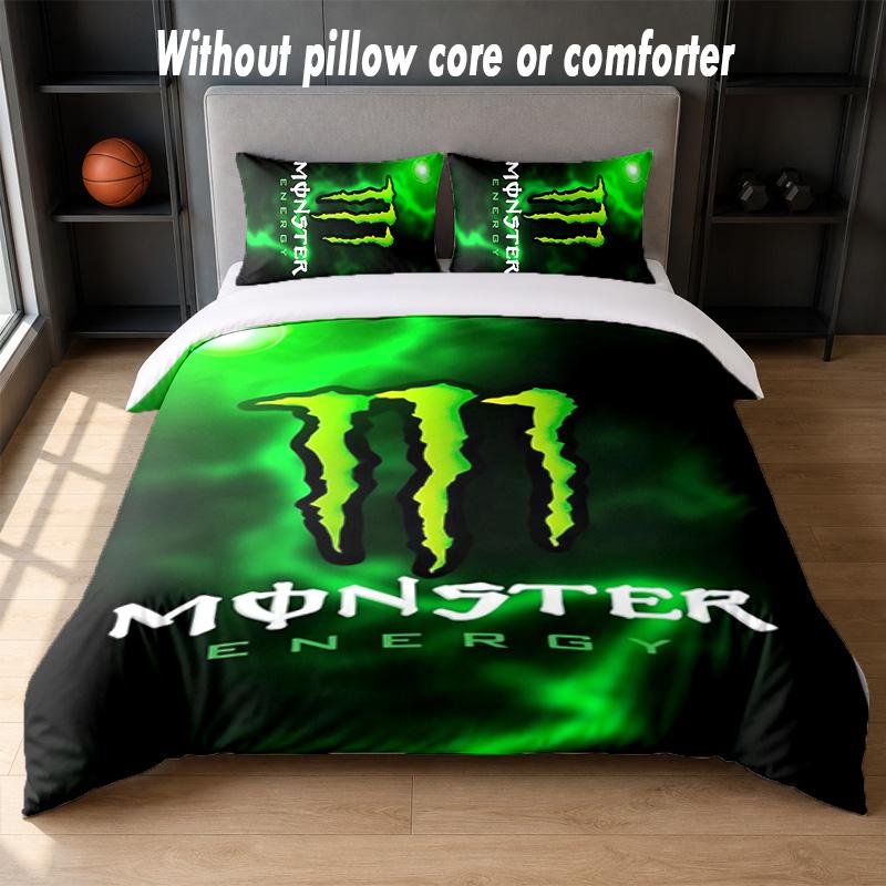 Set Biancheria da Letto Design Monster Energy 1 Copripiumino + 2 Federe Morbido Traspirante Biancheria da Letto per la Casa