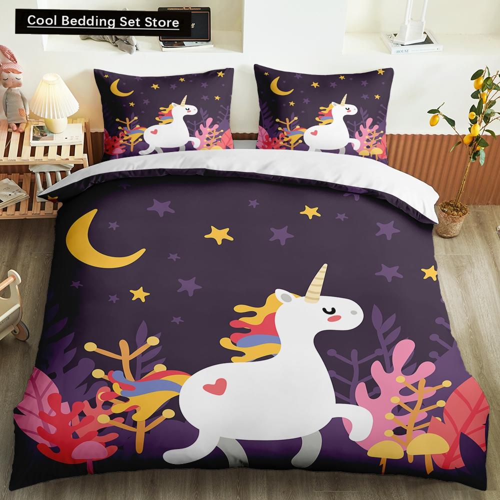 

Каваи Единорог Красочный Светящийся Единорог Детский Постельный Комплект для Девочек Розовый Делюкс Пододеяльник Постельный Комплект Кинг Квин Пододеяльник EU single(135x200cm)