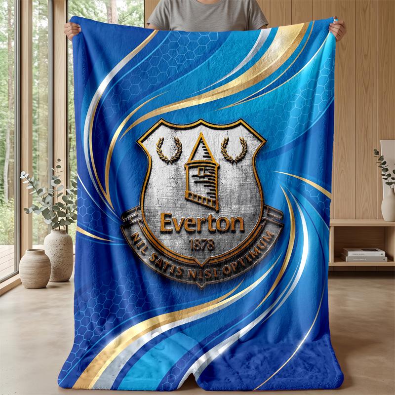 Everton Fußball Druck Flanell Decke, Weiche Warme Leichte Überwurfdecke für Sofa Bett Camping