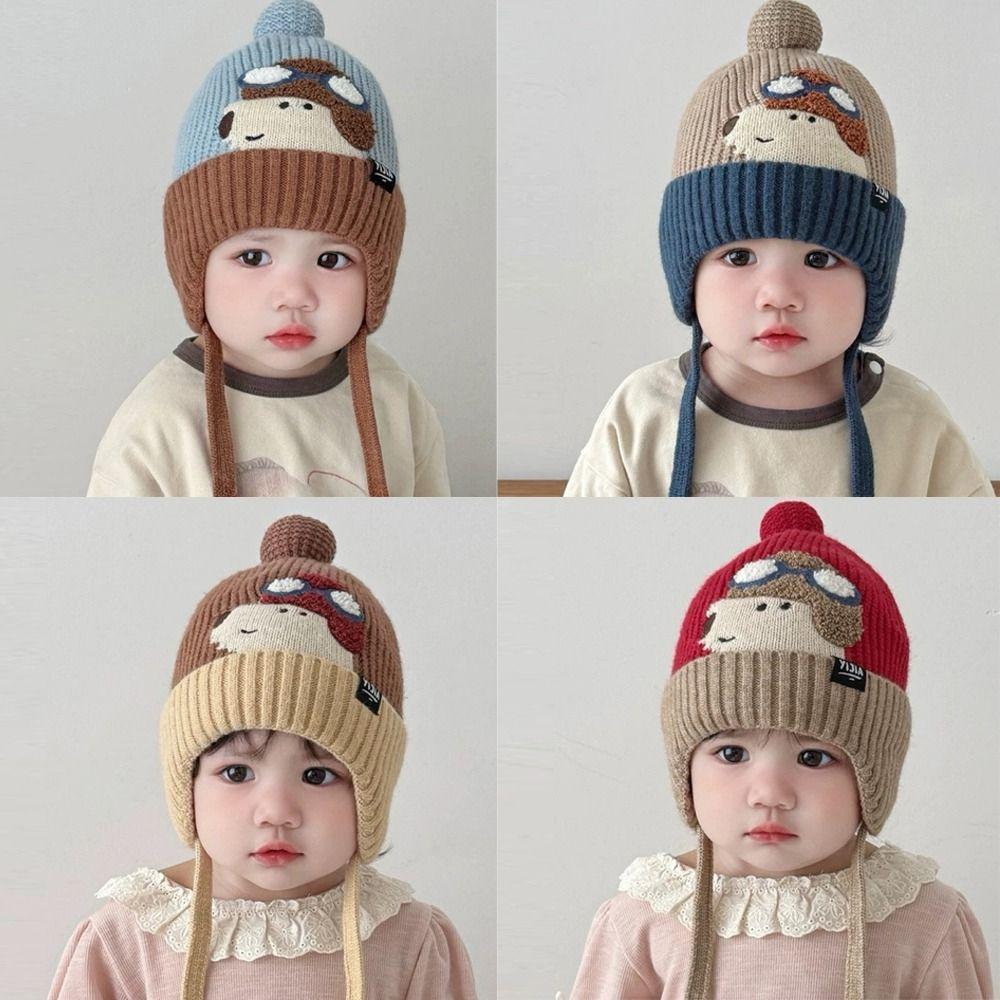 Cold Proof Children Hat Cute Cartoon Warm Knitted Hat New Ear Protection Hat  Children
