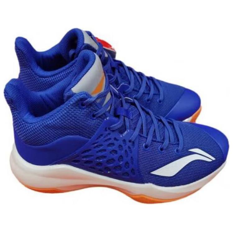 Li Ning Sonic 7 Shock Absorbing Non-Slip Durable Mid-Top Basketball Shoes Men Basketball Shoes Blue White ABPP029-13