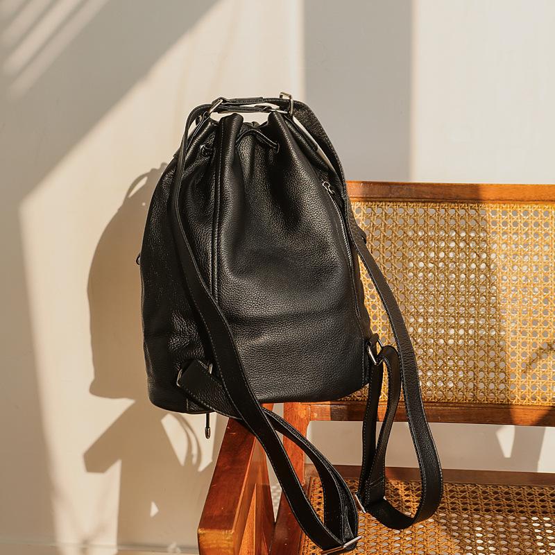 Double-shoulder Bag - Retro Academic Style Women's Backpack with Stylish Drawstring Straps for Travel Use Casually