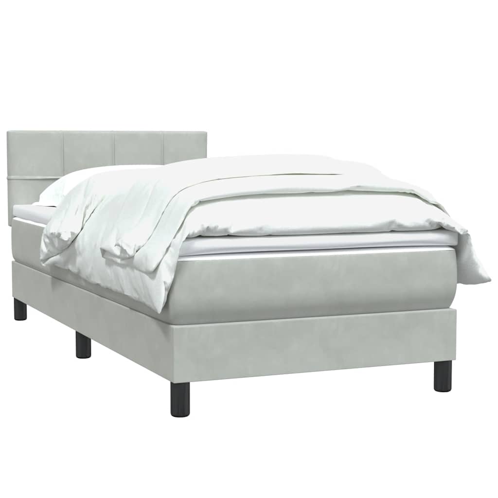 Box Spring Bed with Mattress Light Grey 80 x 220 cm Velvet