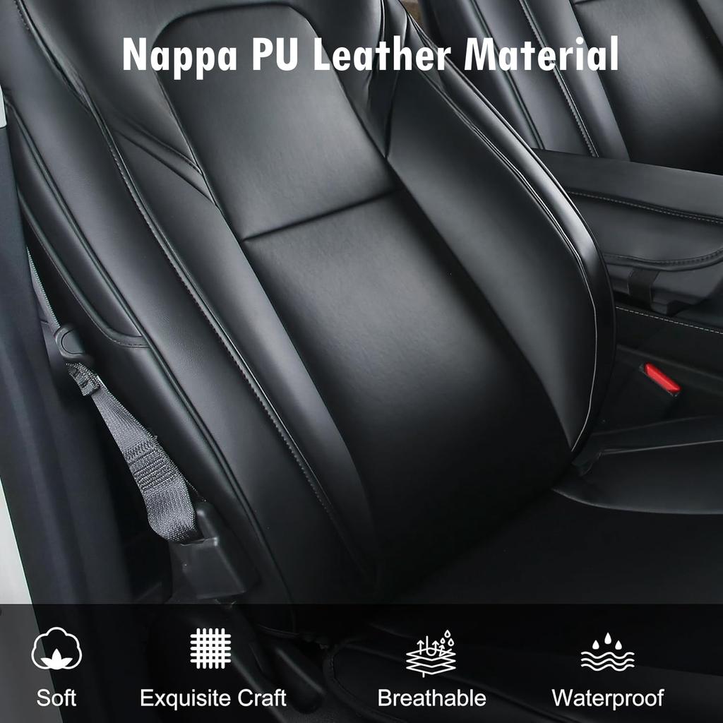 For Tesla Model Y Juniper 2025 Seat Covers 5 Seater for Model Y 20-24 Dog Pet Seat Covers Nappa PU Front & Rear Seat Protectors