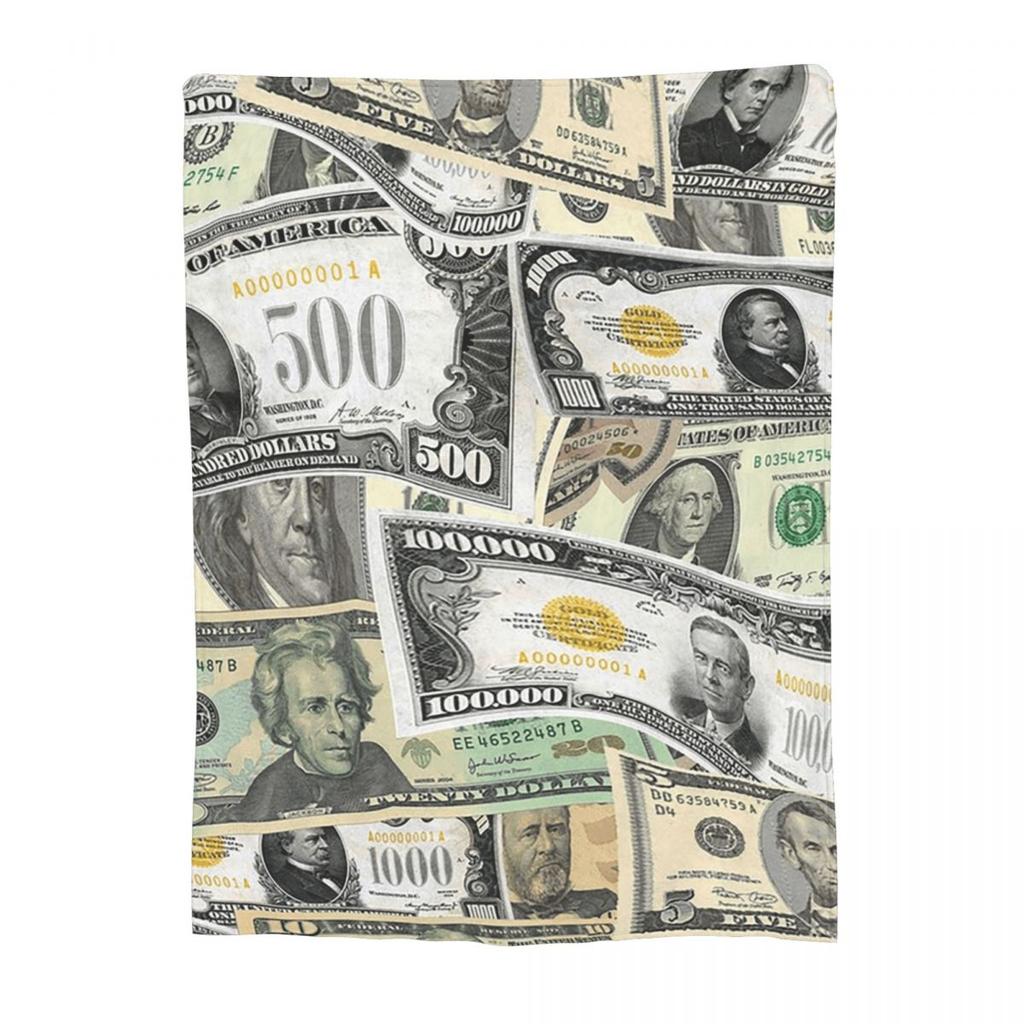 Giant Money Background 100 Dollar Bills Manga Blankets Warm Flannel Throw Blanket Bedding for Bed Living Room Picnic Home Couch