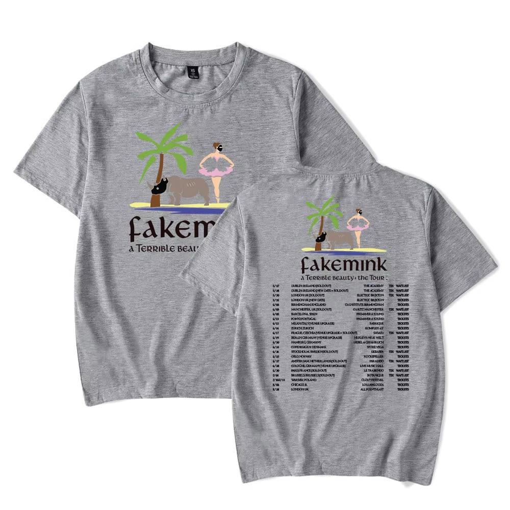 Fakemink A Terrible Beauty Il Tour 2026 Merch T-shirt Cosplay Donna Uomo Moda Girocollo Manica Corta Oversize Unisex Harajuku alta qualità