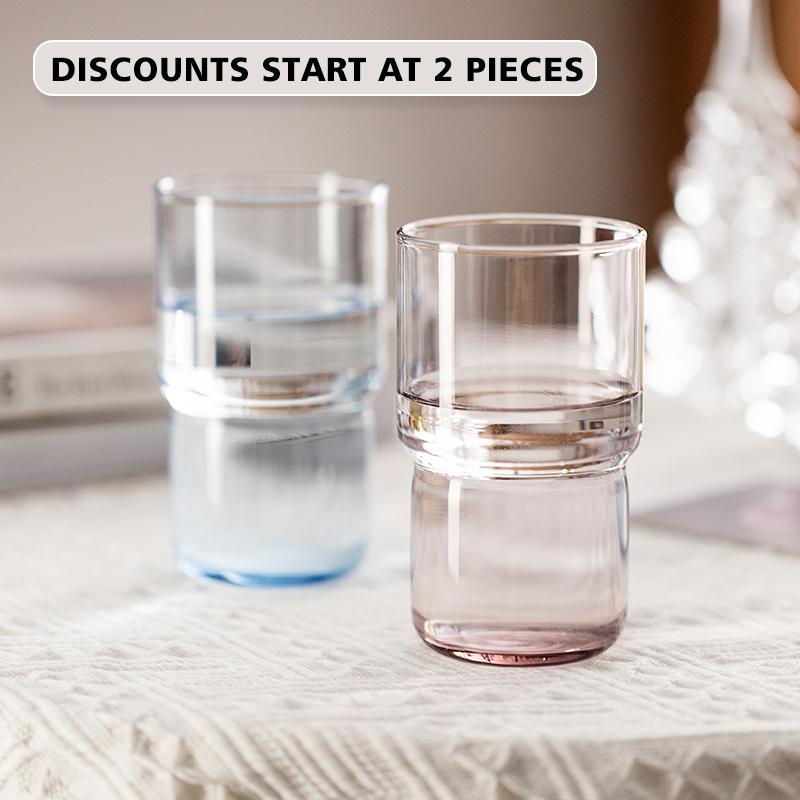 Stackable Long Drink Glass, Colored Drinking Glasses Colored Tumblers Tempered Glass for Juice, Beverages, Beer, Cocktail