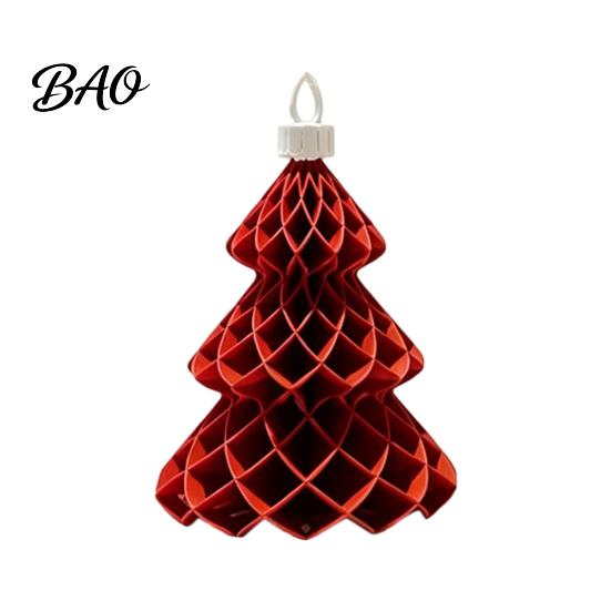 Lightweight 3D Christmas Tree Decor Printed Ornament, Honeycomb Origami Hanging Decoration Modern Xmas Window Decorations for Holiday Party