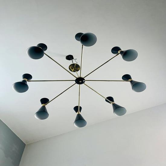 Handcrafted Brass Sputnik Chandelier 8 Arm Mid Century Stilnovo Style