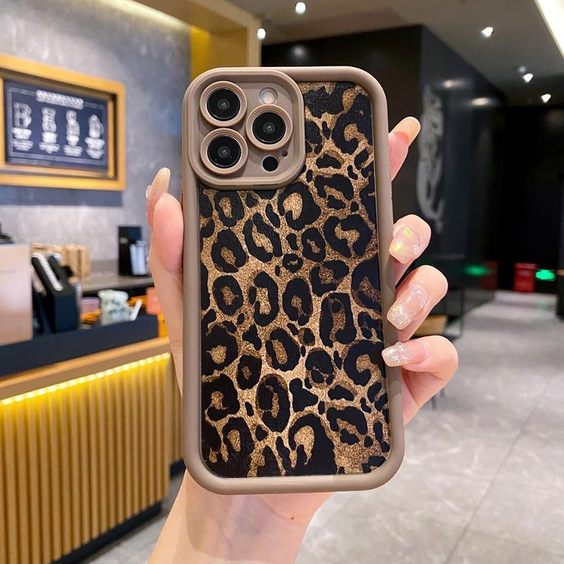 Japan and South Korea Cartoon Style Suitable for OPPO Reno14F Mobile Phone Case Personalized Leopard Print Puppy A3X Autumn and Winter New Anti-drop