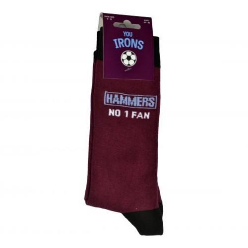 West Ham United FC Unisex Adult You Irons Hammers No.1 Fan Socks