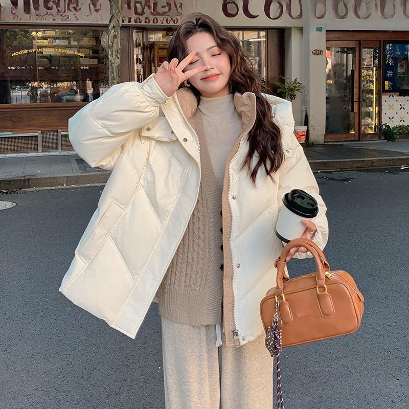 Down Cotton Coat for Women's Winter New Style Small Short Color Matching Cotton Coat Coat