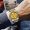 Oufannishi Men's Multifunction Chronograph Quartz Watch with Calendar and Stainless Steel Band, Waterproof Design