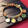 Hand Woven Peach Flower Bracelet Good Luck Charm Bangle Cotton Thread Handchain Traditional Craftsmanship Wristchain
