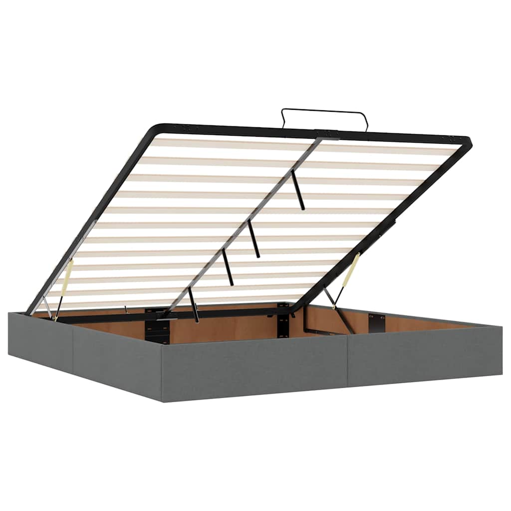 Ottoman Bed with Mattress Dark Grey 200x200 Cm Fabric