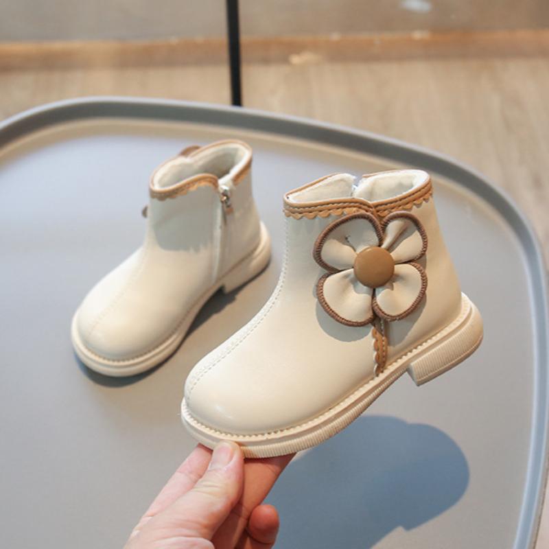 Girls' Velvet Cotton Boots Autumn and Winter Children's Warm Short Boots Girls Boots